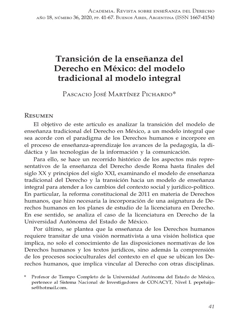 Transición a la enseñanza integral del Derecho | PDF | Plan de estudios ...