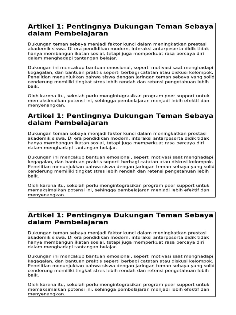 Dukungan Teman Sebaya Tingkatkan Prestasi | PDF