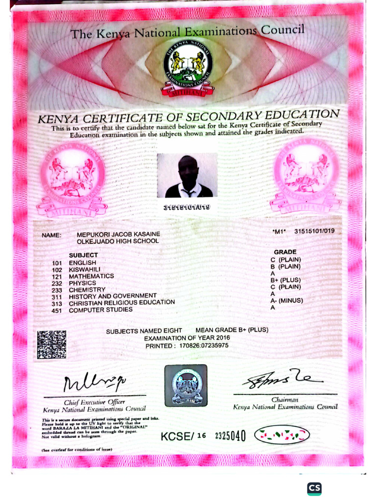 Kcse Cert | PDF