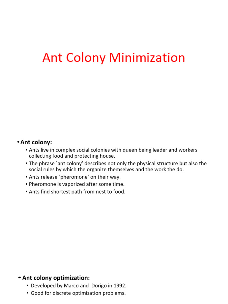 Ant Colony Optimization Techniques | PDF | Ant | Apocrita