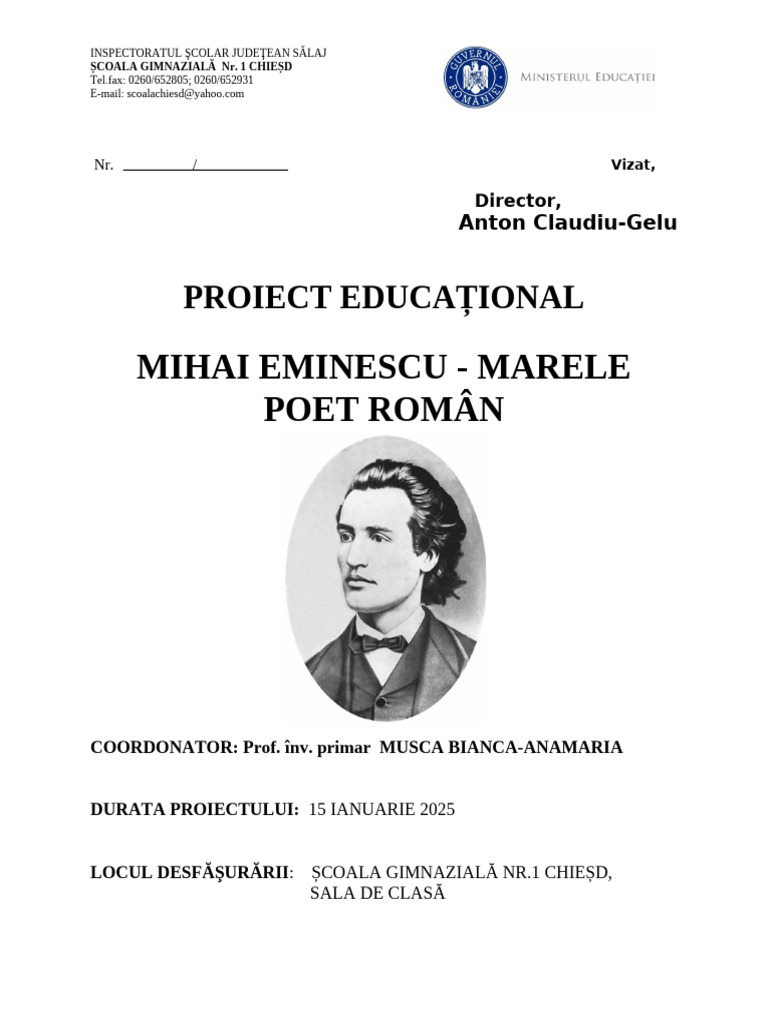 1 Proiect Educational Mihai Eminescu | PDF