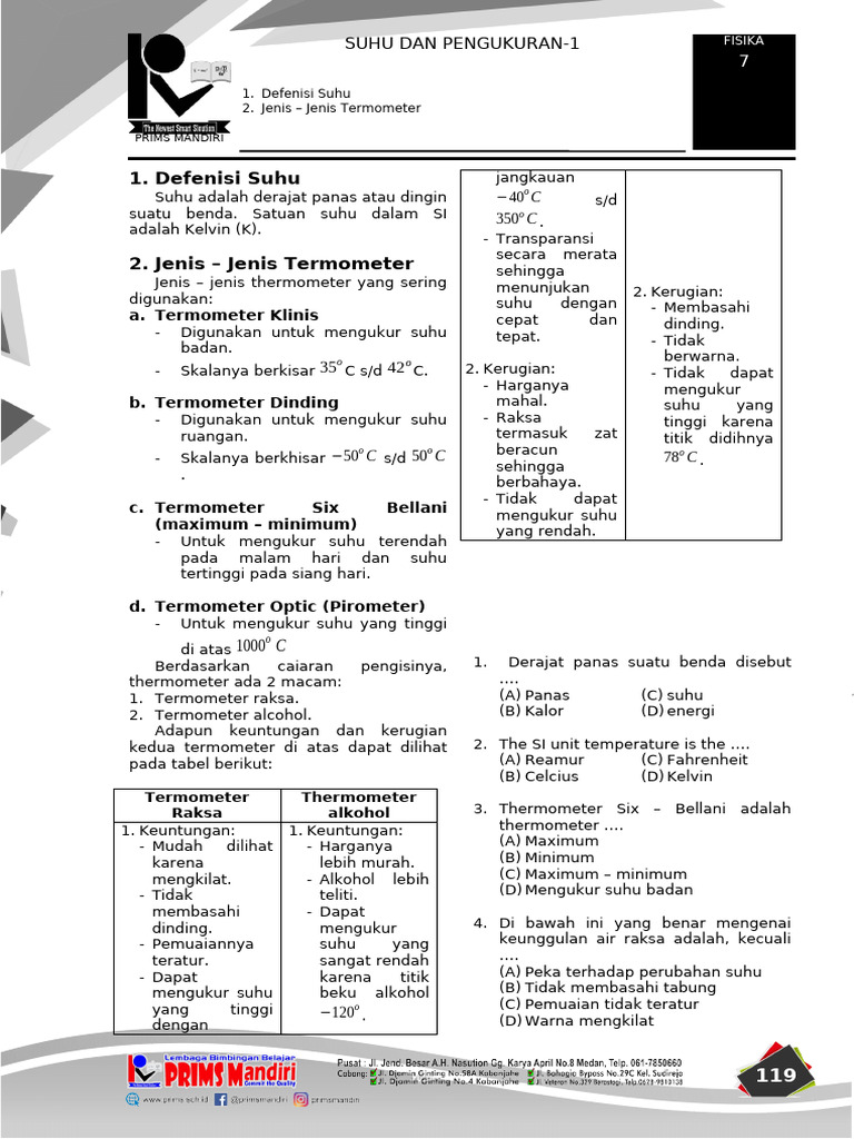 Jenis-Jenis Termometer dan Suhu | PDF