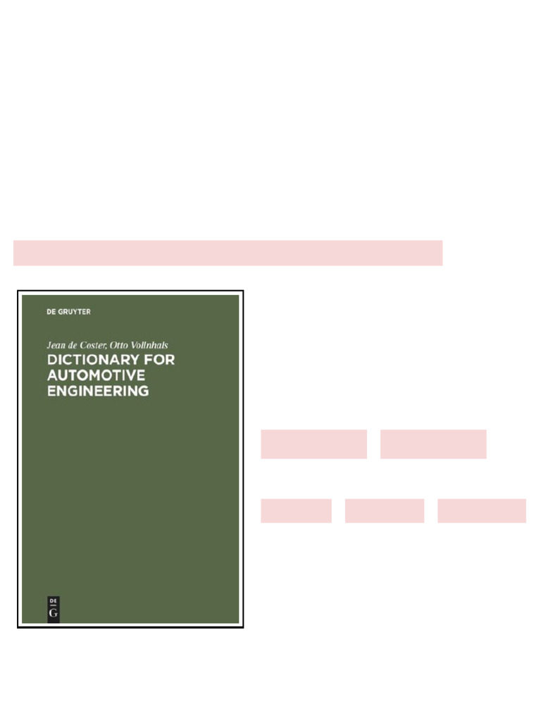 Dictionary for Automotive Engineering English French German with ...