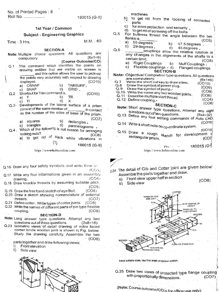 Common 1 Year Engineering Graphics 180015 g 2 2022 | PDF