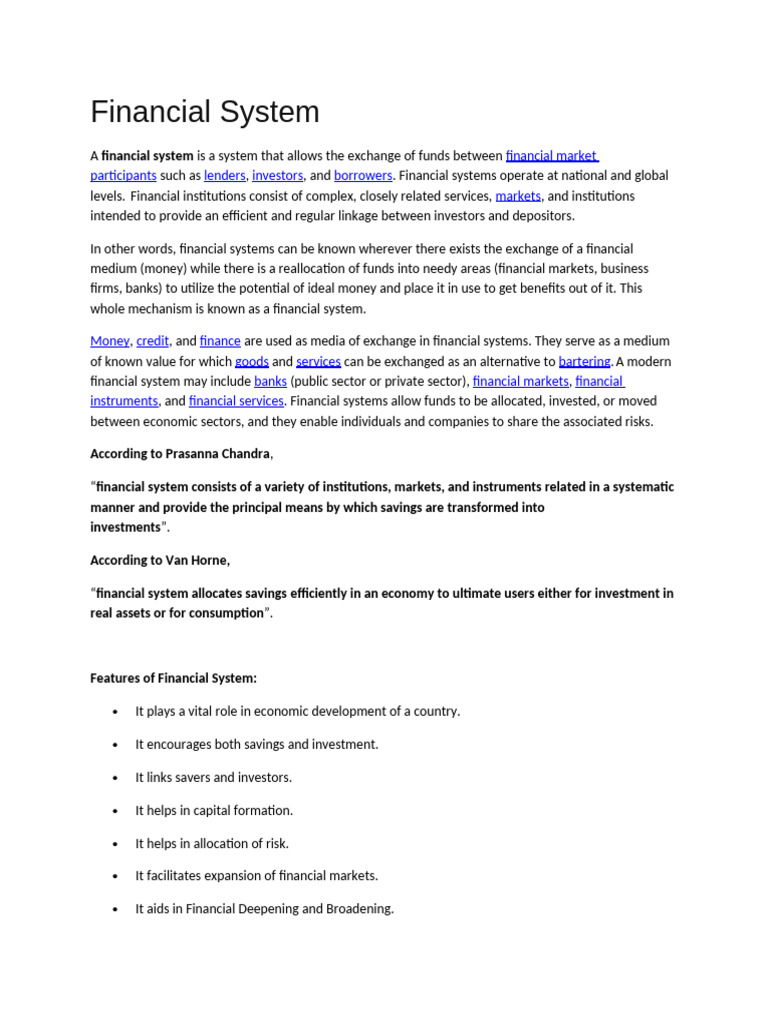 Overview of Financial Systems and Functions | PDF | Money Market ...
