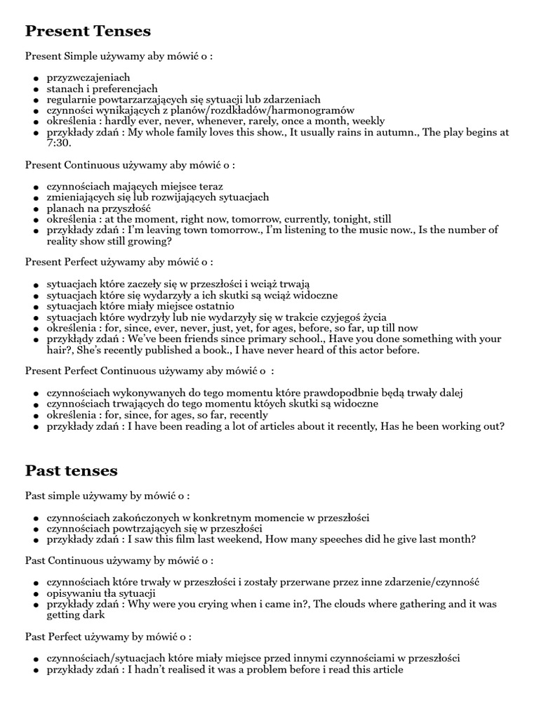 Present Tenses | PDF