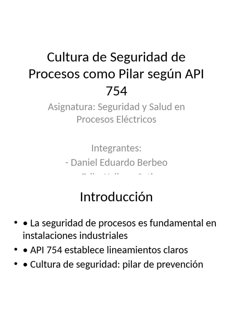 Presentacion Cultura Seguridad API754 | PDF