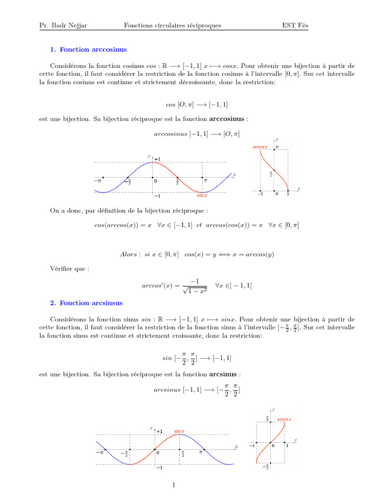 Fonctions circulaires réciproques expliquées | PDF | Concepts ...
