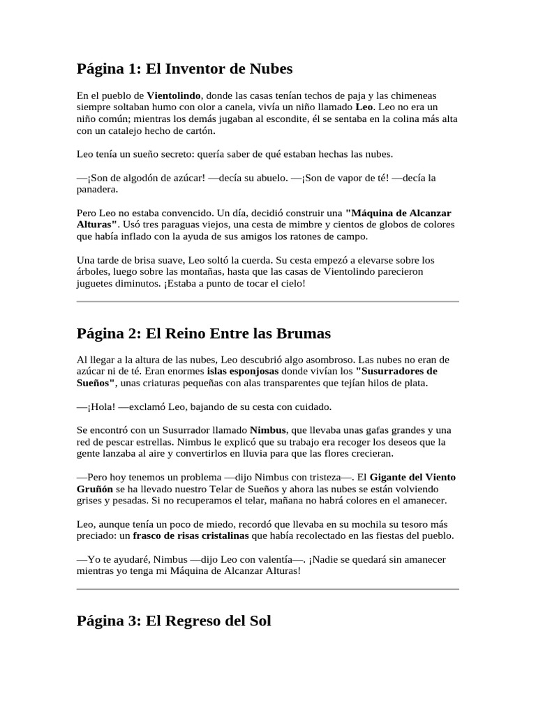 Leo y la Máquina de Nubes Mágicas | PDF