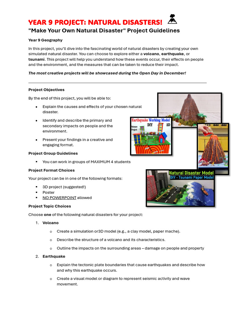 Year 9 Natural Disaster Project Guide | PDF | Tsunami | Natural Disasters