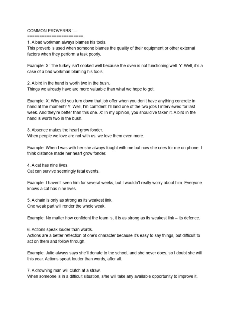 Common Proverbs and Their Meanings | PDF | God | Monotheism