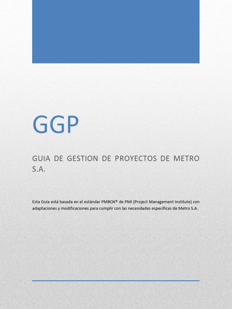 Guía de Gestión de Proyectos Metro S.A. | PDF | Presupuesto | Gestión ...