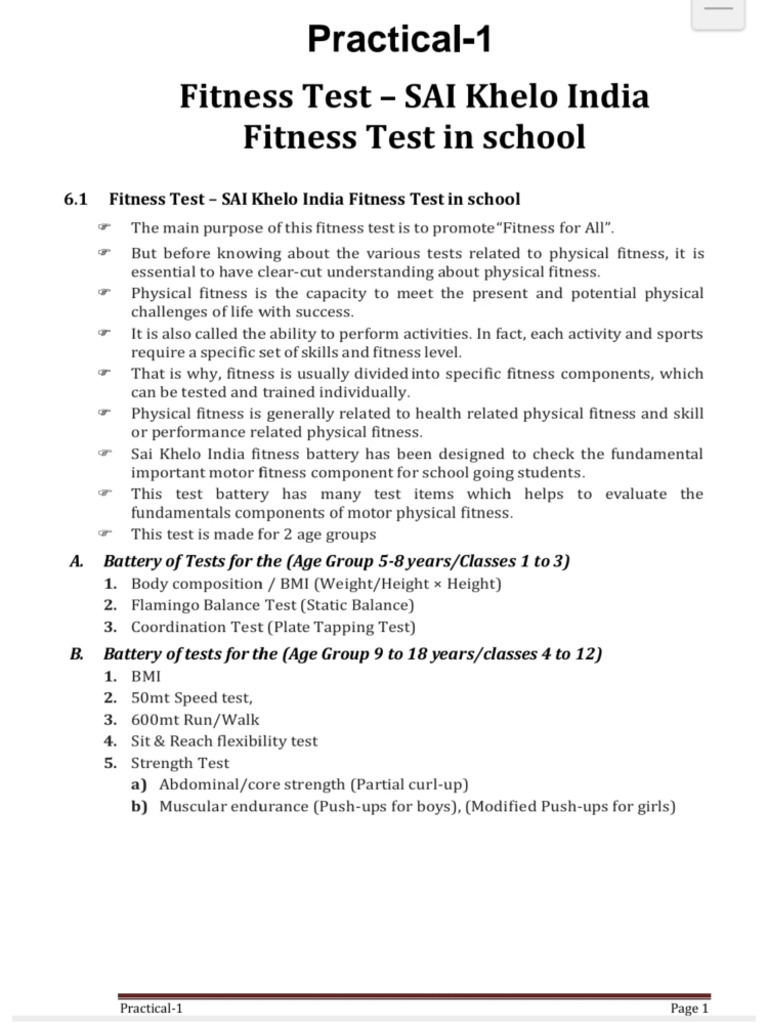 Physical Education Practical 1 | PDF