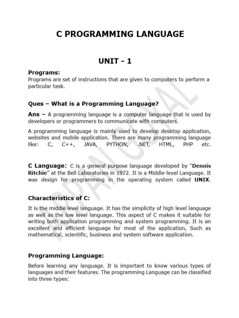 Overview of C Programming Language | PDF | Programming | Computer Program