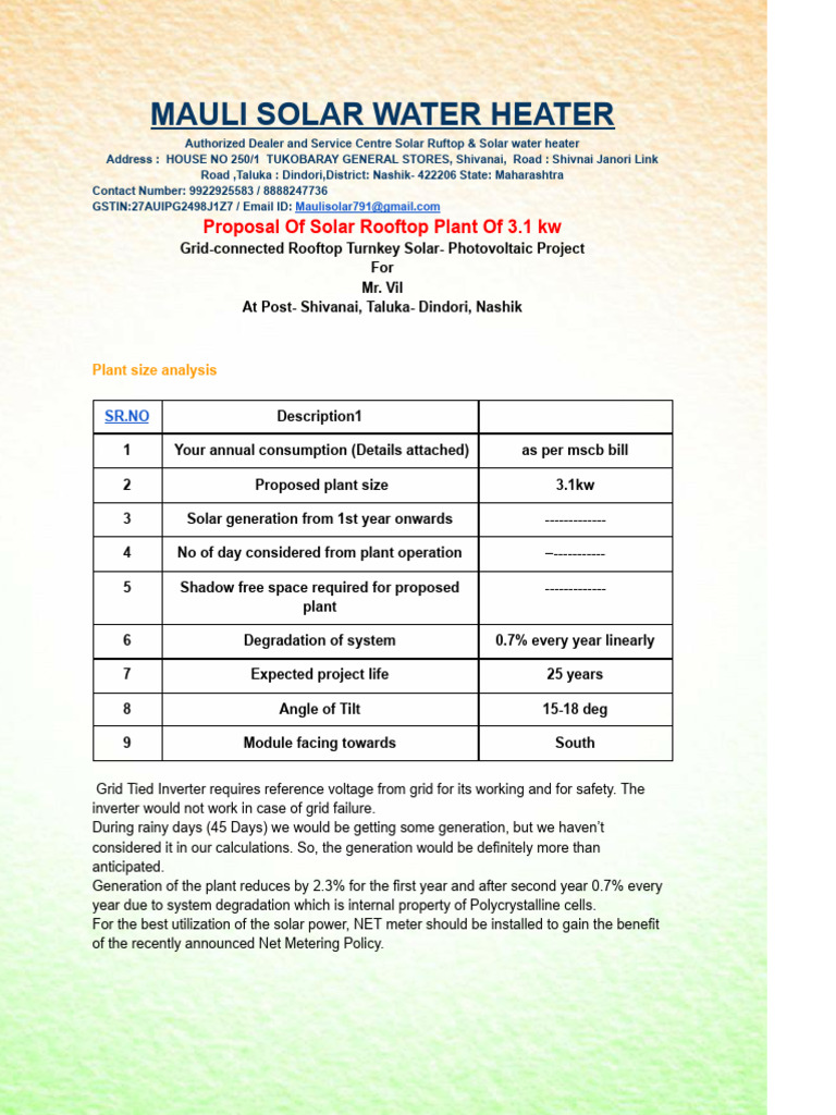 3.1kw Solar Quotation | PDF | Solar Power | Photovoltaic System