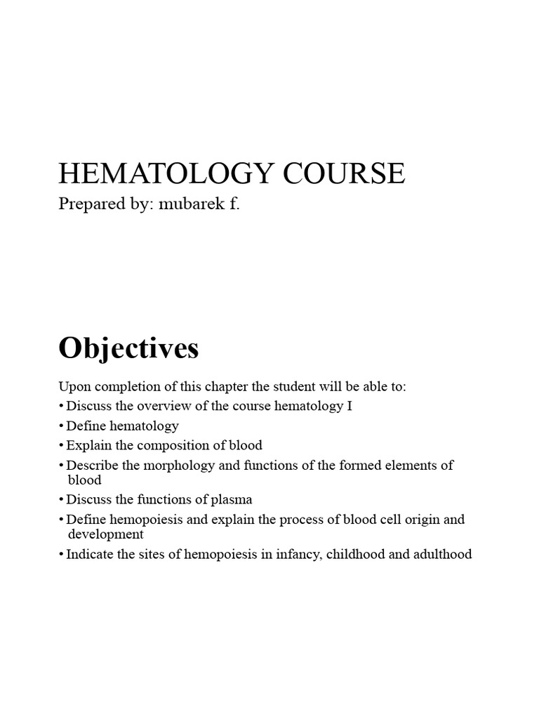Hematology Course Overview and Concepts | PDF | White Blood Cell ...
