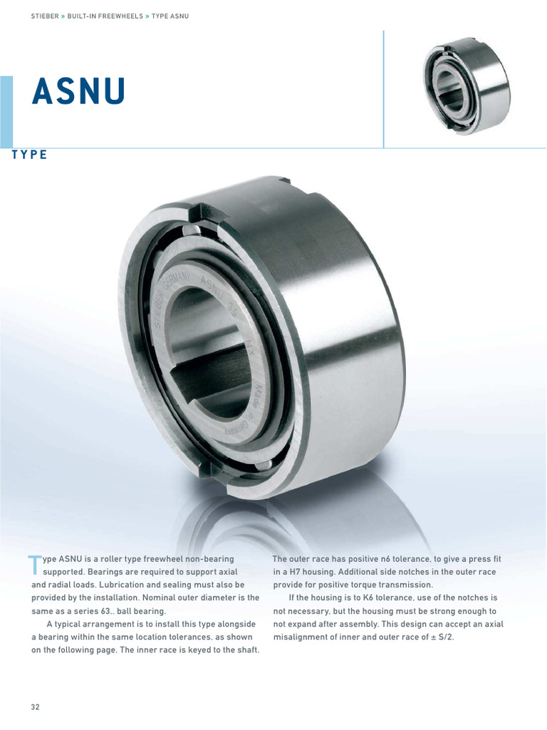 ASNU Roller Type Freewheel Overview | PDF | Manufactured Goods | Machines