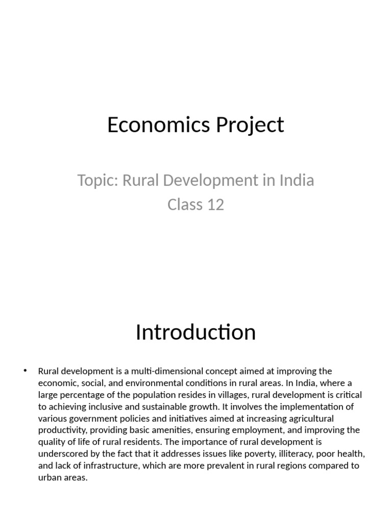 Rural Development in India: Key Insights | PDF | Rural Development ...