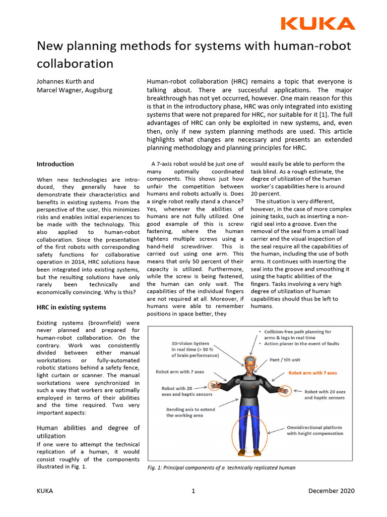 Human-Robot Collaboration Planning Methods | PDF | Robot | Robotics