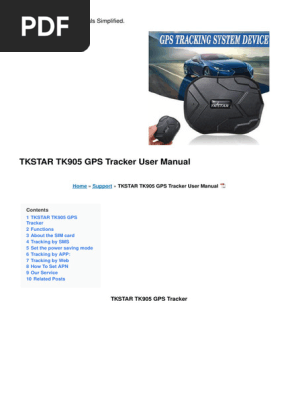 TKSTAR TK905 GPS Tracker Manual | PDF | Global Positioning System