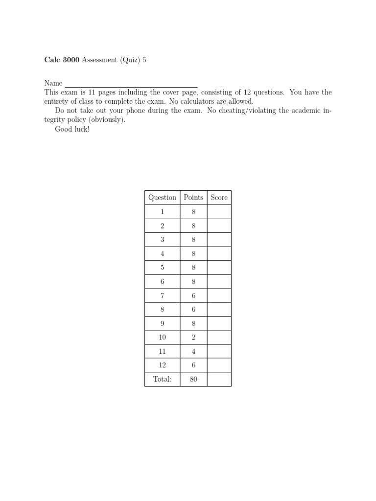 Calc 3000 Quiz 5: Tangent Plane & Derivatives | PDF