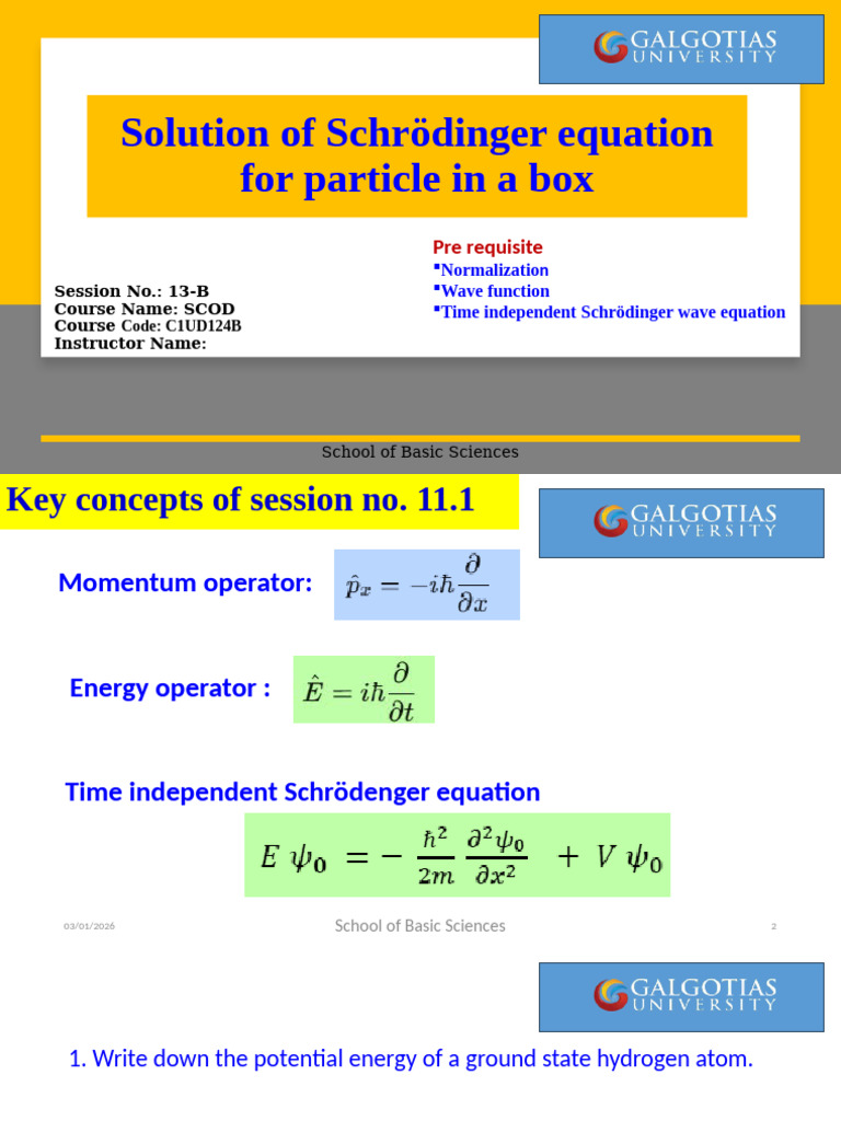 L-13_B_Solution of Schrodinger equation for particle in a box | PDF ...