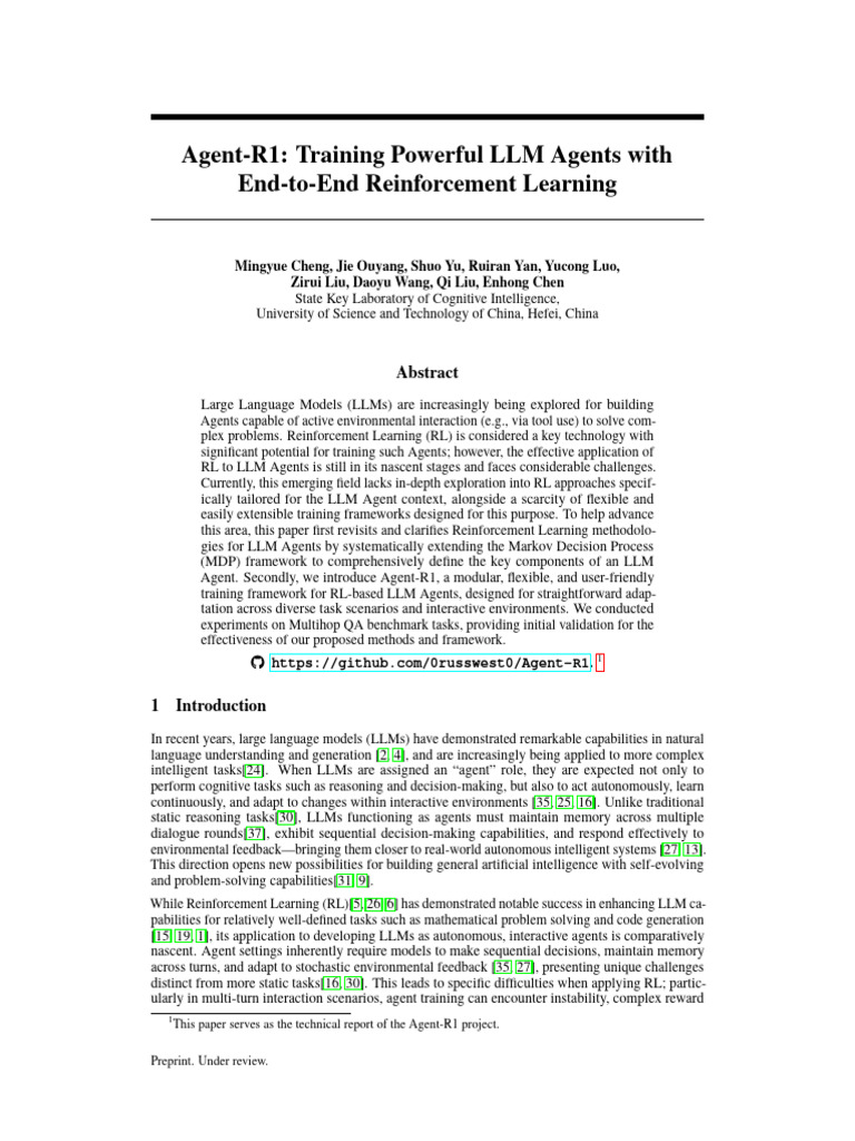 Training LLM Agents with Agent-R1 Framework | PDF | Cognitive Science ...