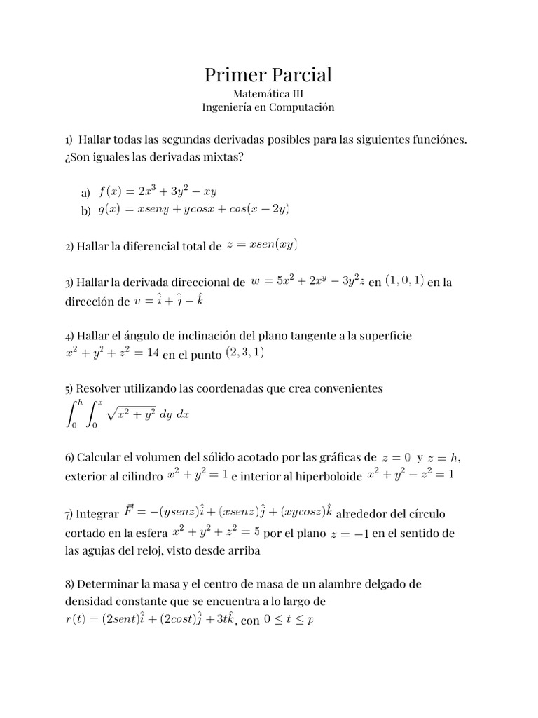 Matemática III - Primer Parcial | PDF