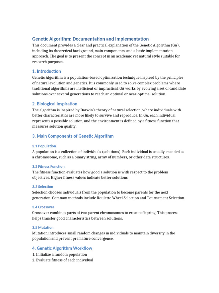 Genetic Algorithm: Theory and Implementation | PDF | Genetic Algorithm ...