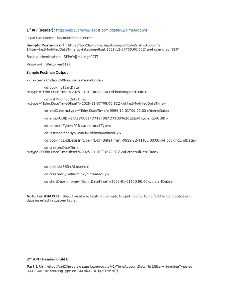 SAP SF Time Account API Guide | PDF | Computing | Computer Programming
