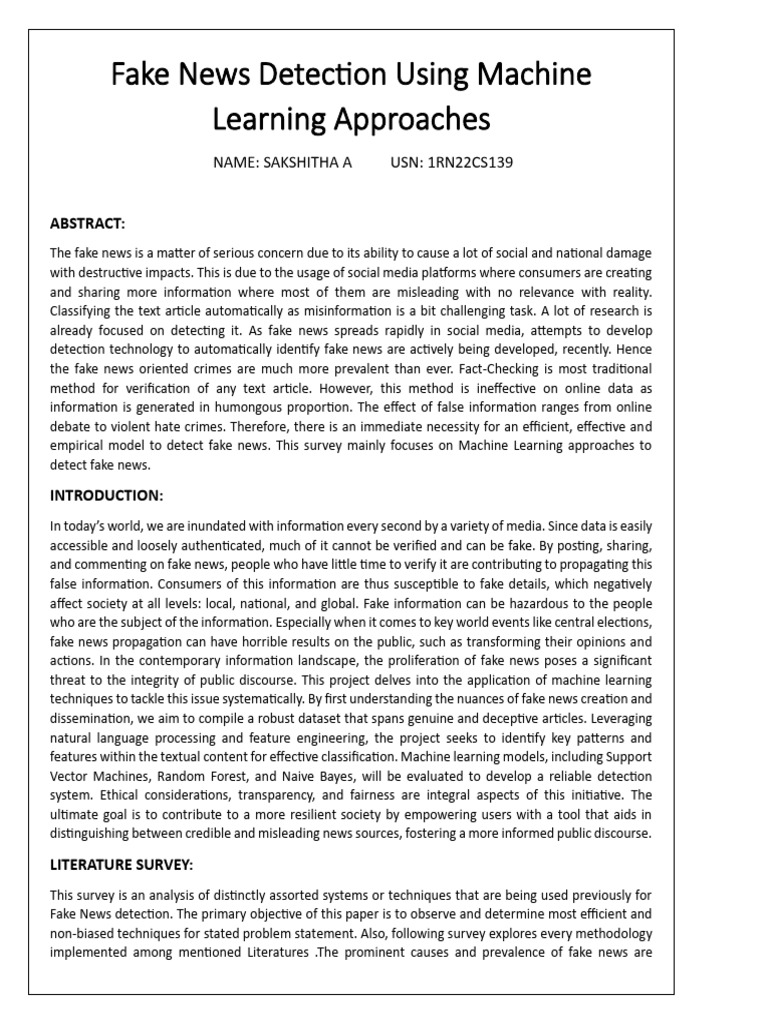 Machine Learning for Fake News Detection | PDF | Machine Learning ...