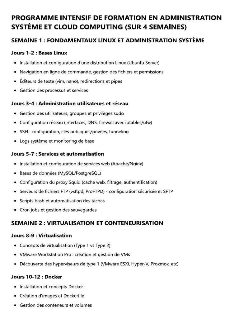 Programme Admin Système Et Cloud | PDF