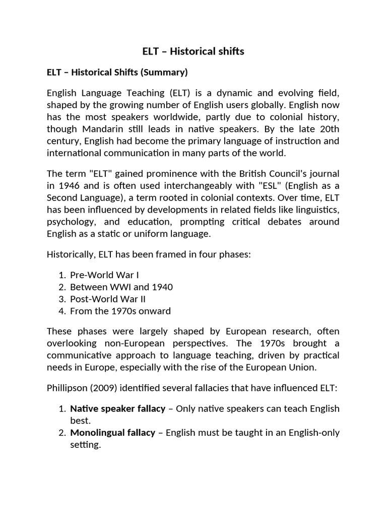 Evolution of English Language Teaching | PDF | Language Acquisition ...