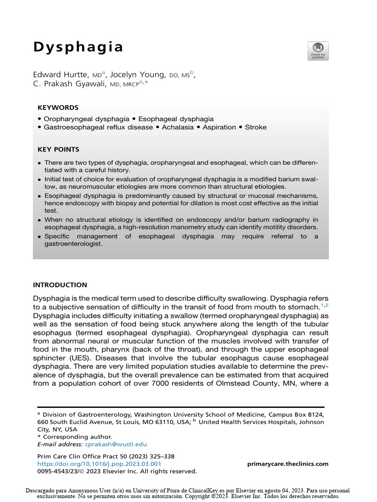 DISFAGIA | PDF | Esophagus | Gastroesophageal Reflux Disease