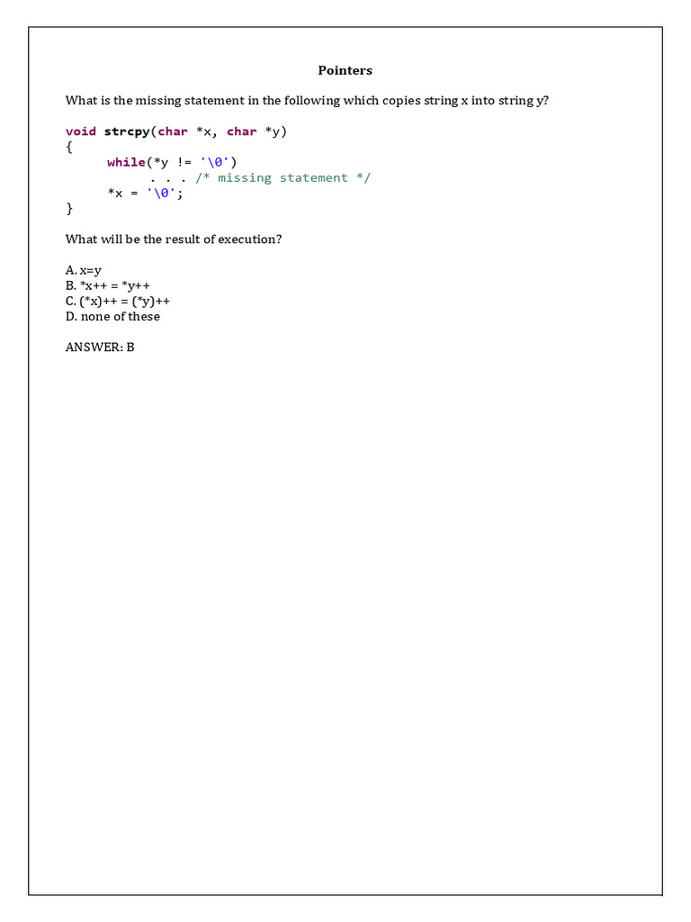 C Programming Output and Pointer Arithmetic Quiz | PDF | Pointer ...