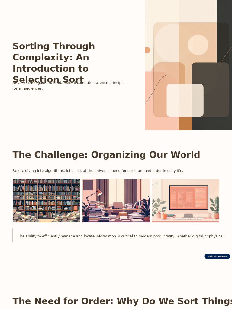 Introduction to Selection Sort Algorithm | PDF | Algorithms | Computer ...