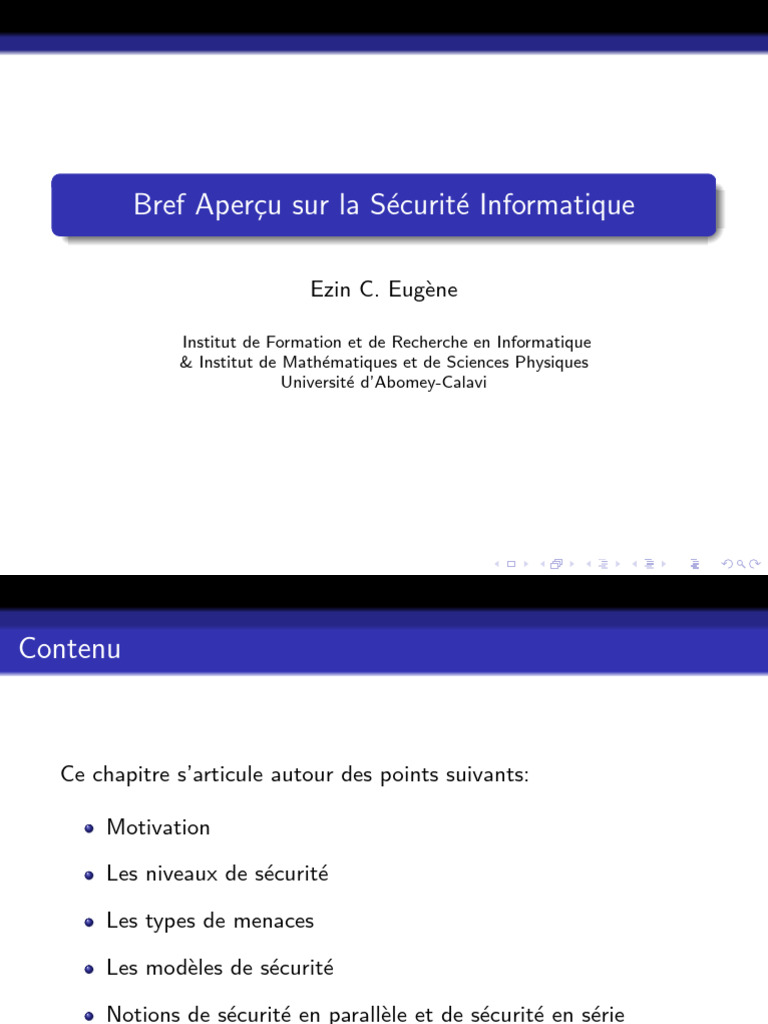 Aperçu de la Sécurité Informatique | PDF | Sécurité des systèmes d ...