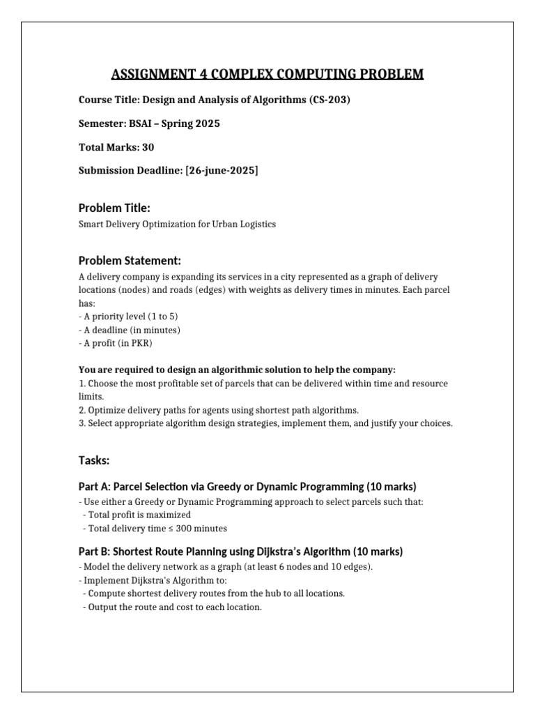 CCP Assignment DAA Spring 2025 | PDF