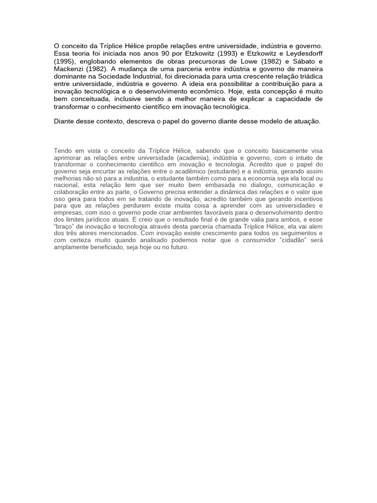 Papel do Governo na Tríplice Hélice | PDF