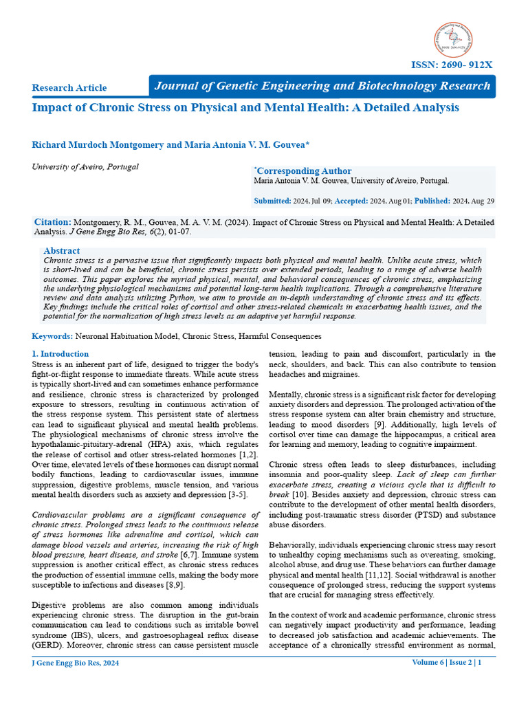 Impact of Chronic Stress on Physical and Mental Health a Detailed ...