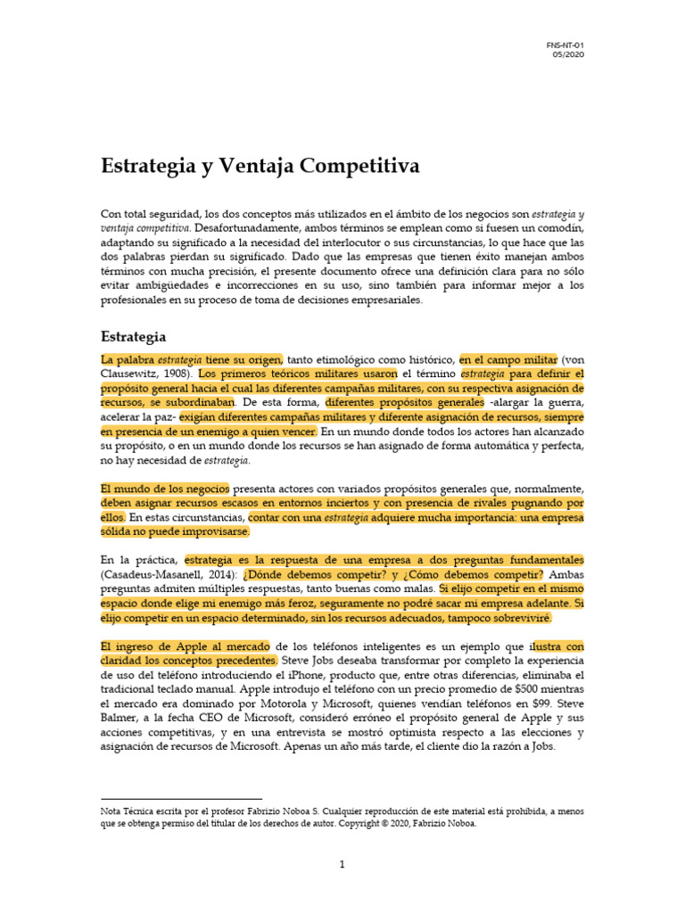 Estrategia y Ventaja Competitiva | PDF | Rentabilidad sobre recursos ...