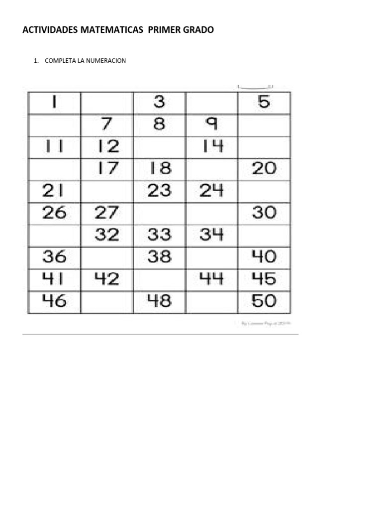 Actividades Matemáticas para Primer Grado | PDF