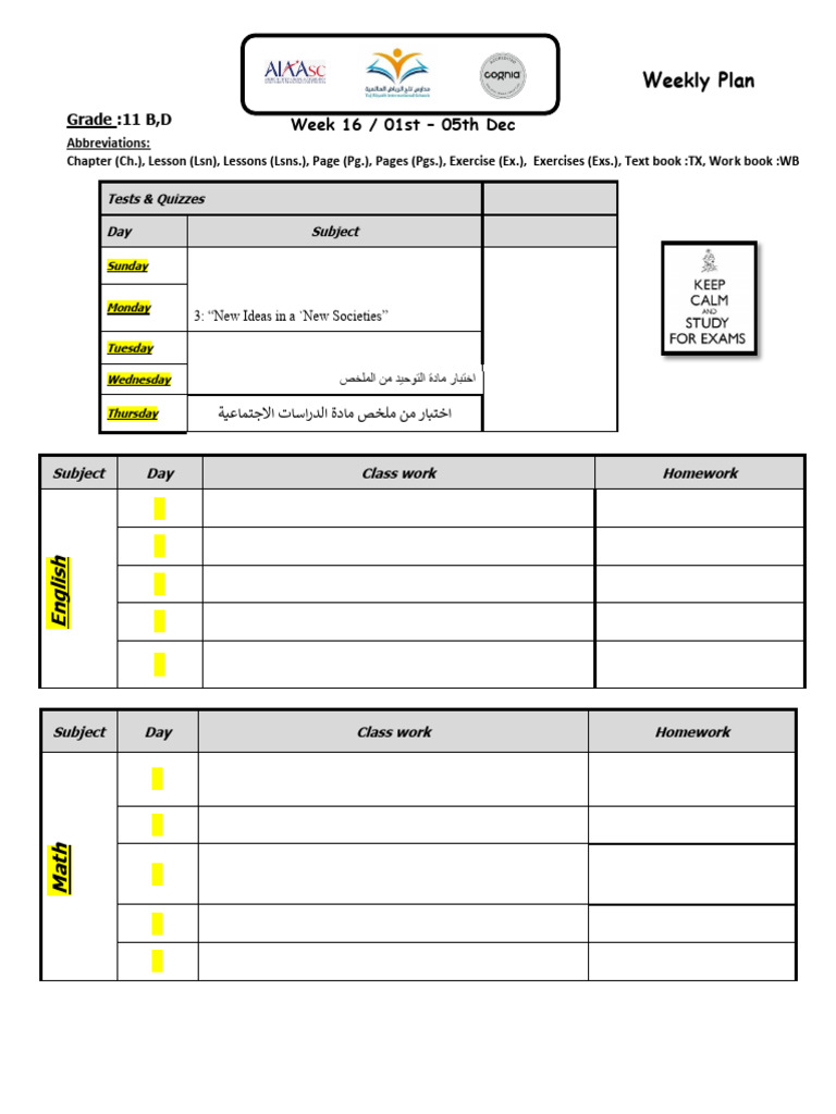 Week 16 Gr.11B, D (01st - 05th Dec) | PDF