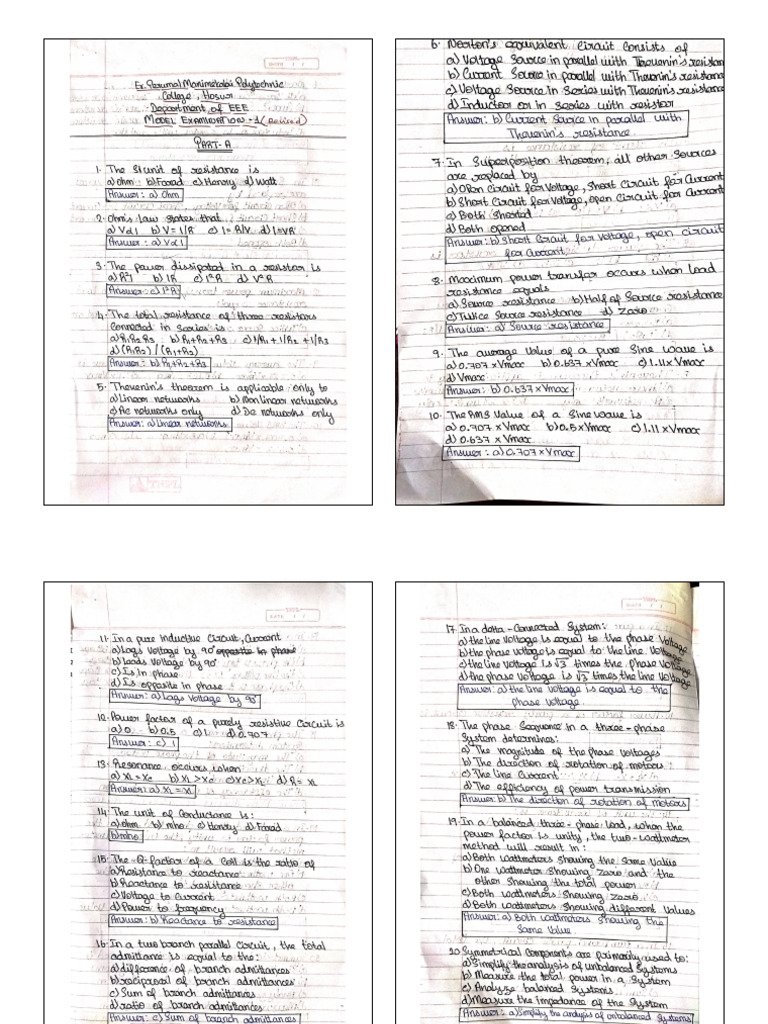ECT Revised Model QP Answer Key | PDF