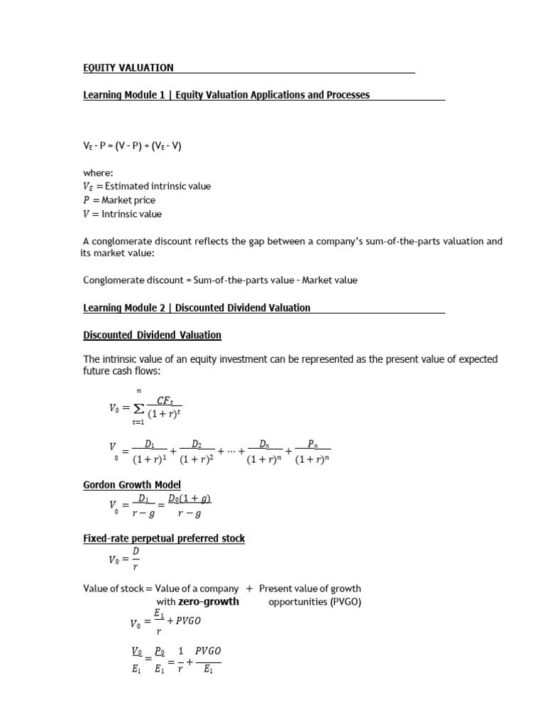 Equity Valuation Methods and Models | PDF | Free Cash Flow | Valuation ...