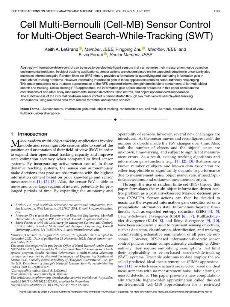 Cell-Multi-Bernoulli Sensor Control | PDF | Poisson Distribution ...