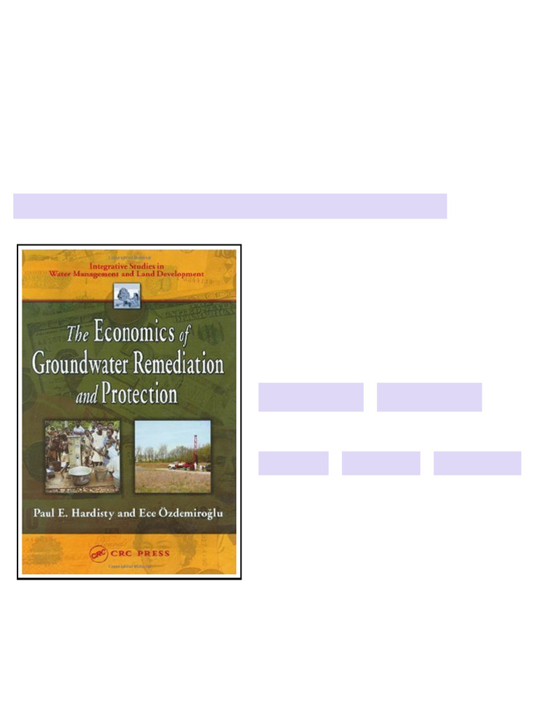 The economics of groundwater remediation and protection 1st Edition ...