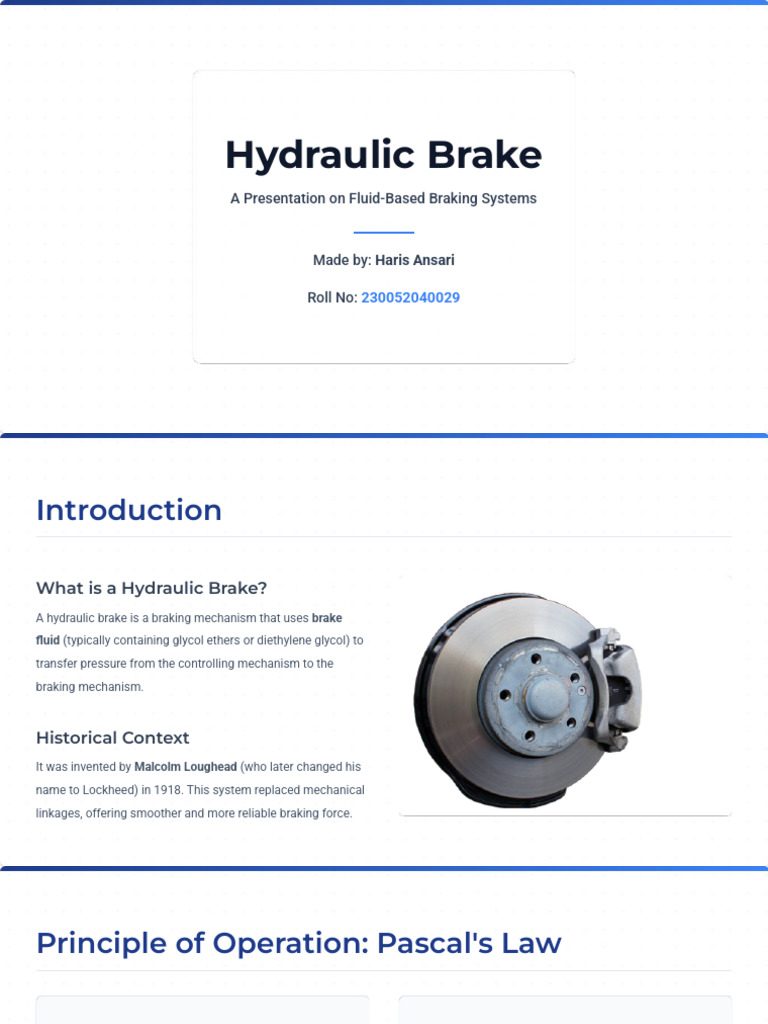 Hydraulic Brake System Overview | PDF | Brake | Vehicle Technology