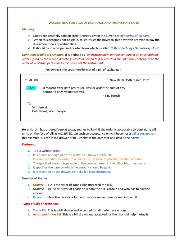 Accounting for Bills of Exchange & Notes | PDF | Negotiable Instrument ...
