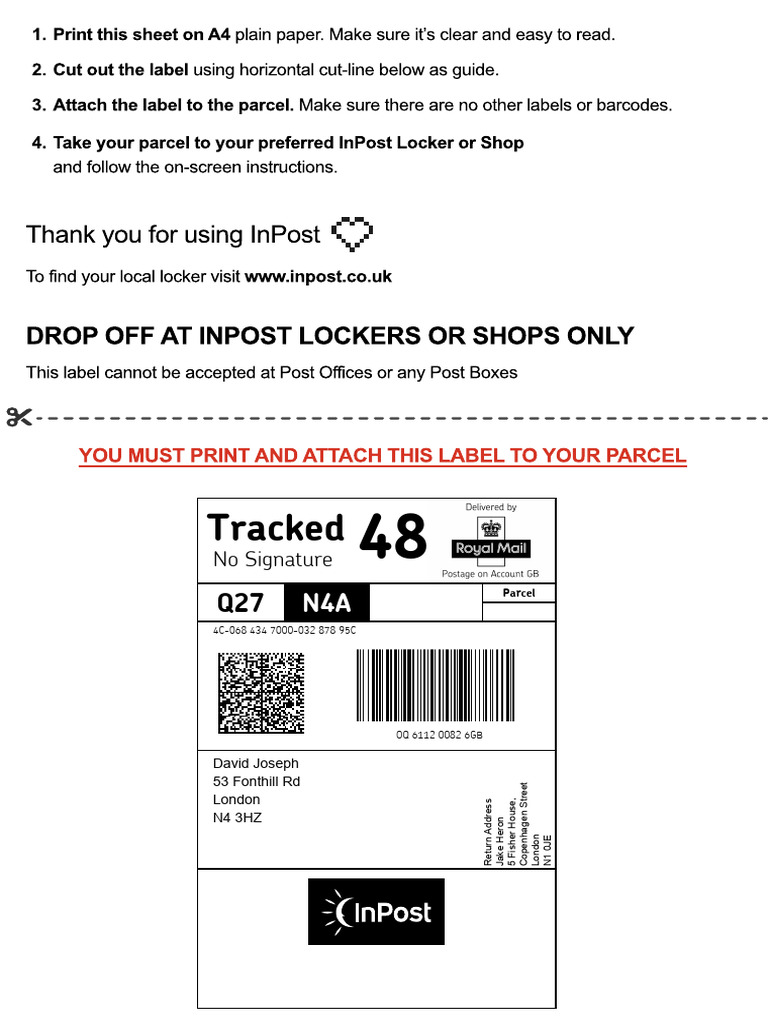InPost Parcel Label Instructions | PDF | Written Communication